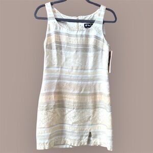90s vintage sleeveless mini dress in golden cream color